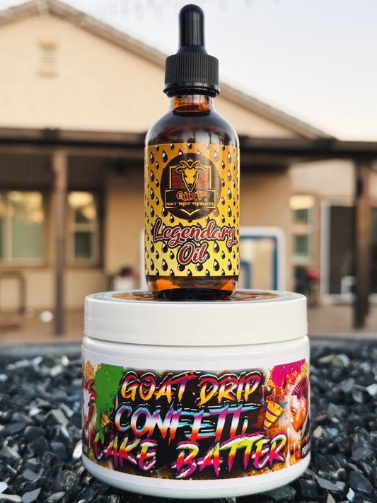 BLACK FRIDAY SPECIAL 12OZ GOAT DRIP CONFETTI CAKE BATTER + LEGENDARY OIL!