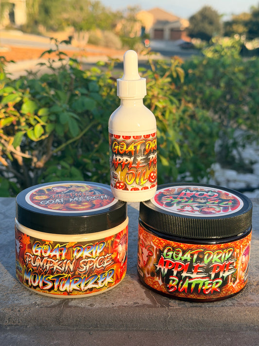 GOAT DRIP APPLE PIE OIL + APPLE PIE BUTTER + PUMPKIN SPICE MOISTURIZER!