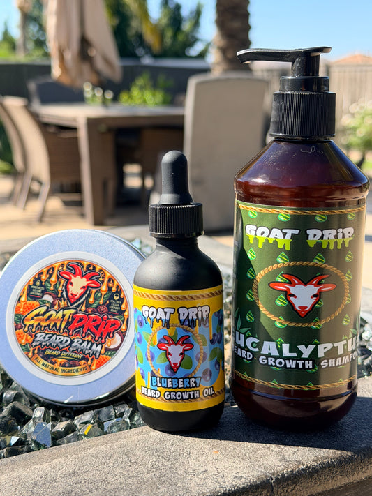 4OZ GOAT DRIP BEARD BALM + BEARD GROWTH SHAMPOO + BEARD GROWTH OIL!